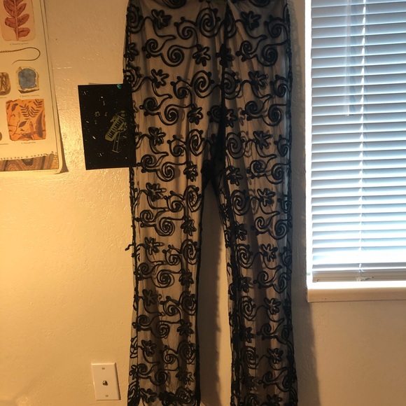 Vintage Handmade Lace Slim Wide Leg Pants - Picture 6 of 6